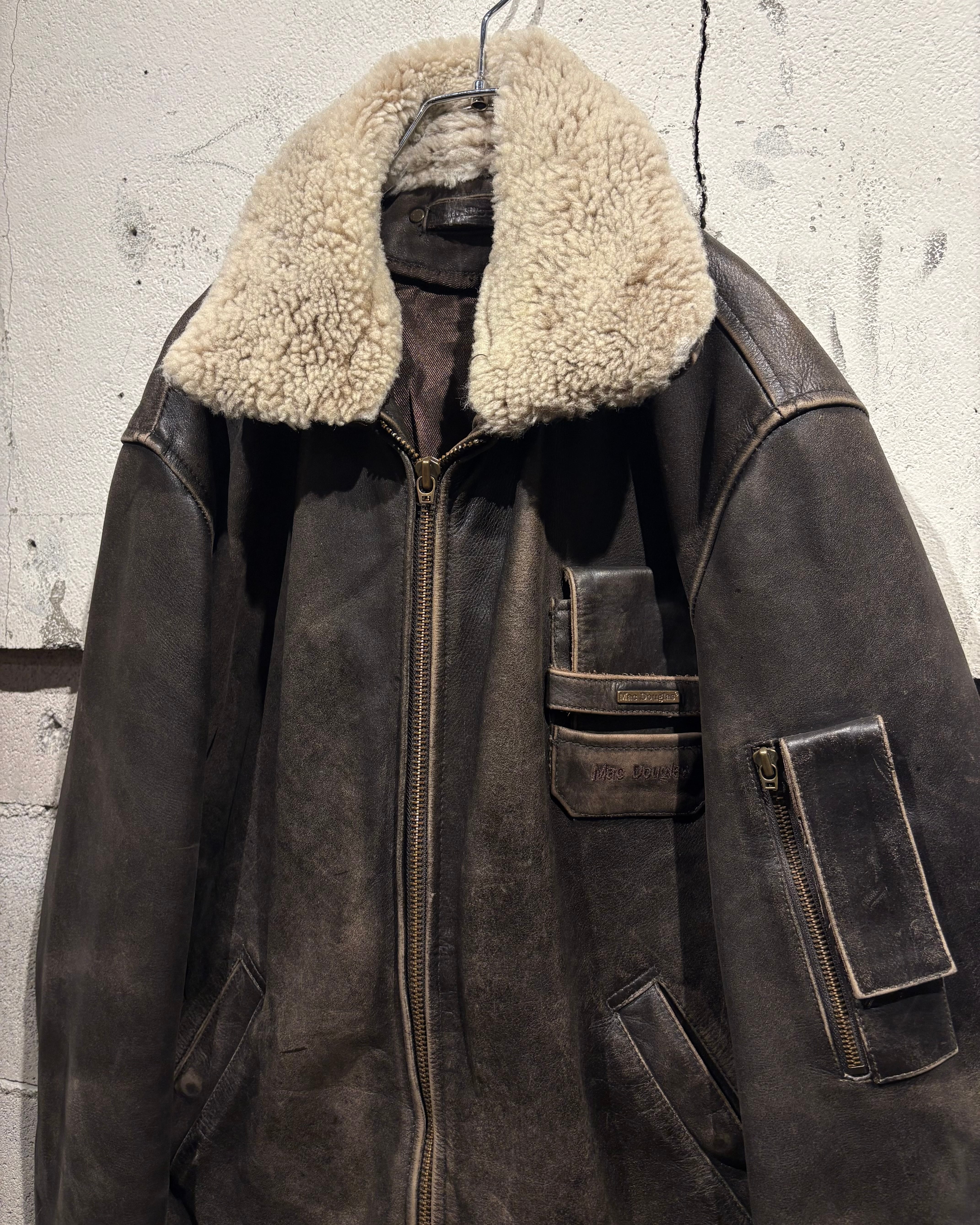 Caka otto】France Air Force Sampling Aged Leather Flight Jacket