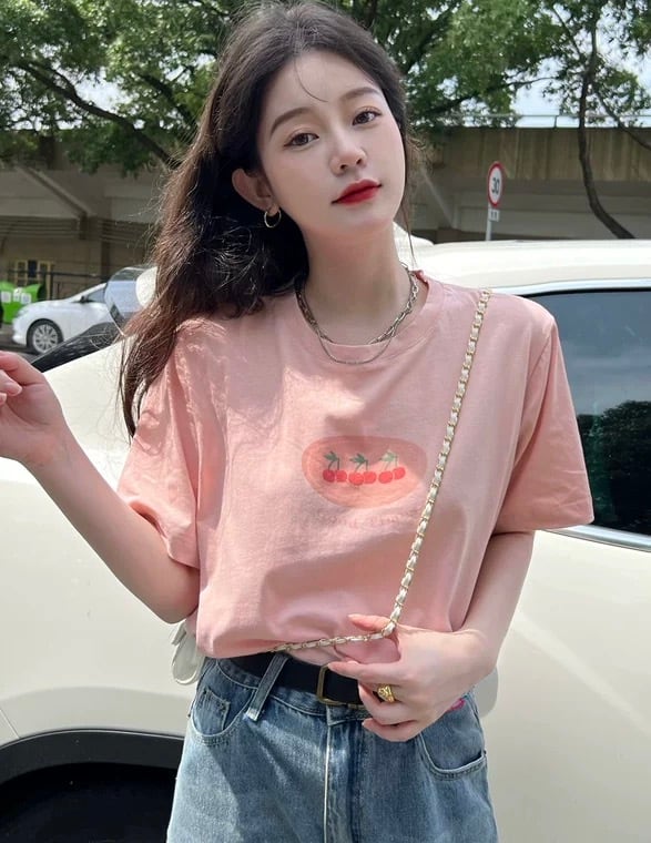 さくらんぼ柄 Tシャツ G10CSH0015 | liberal style. - 韓国