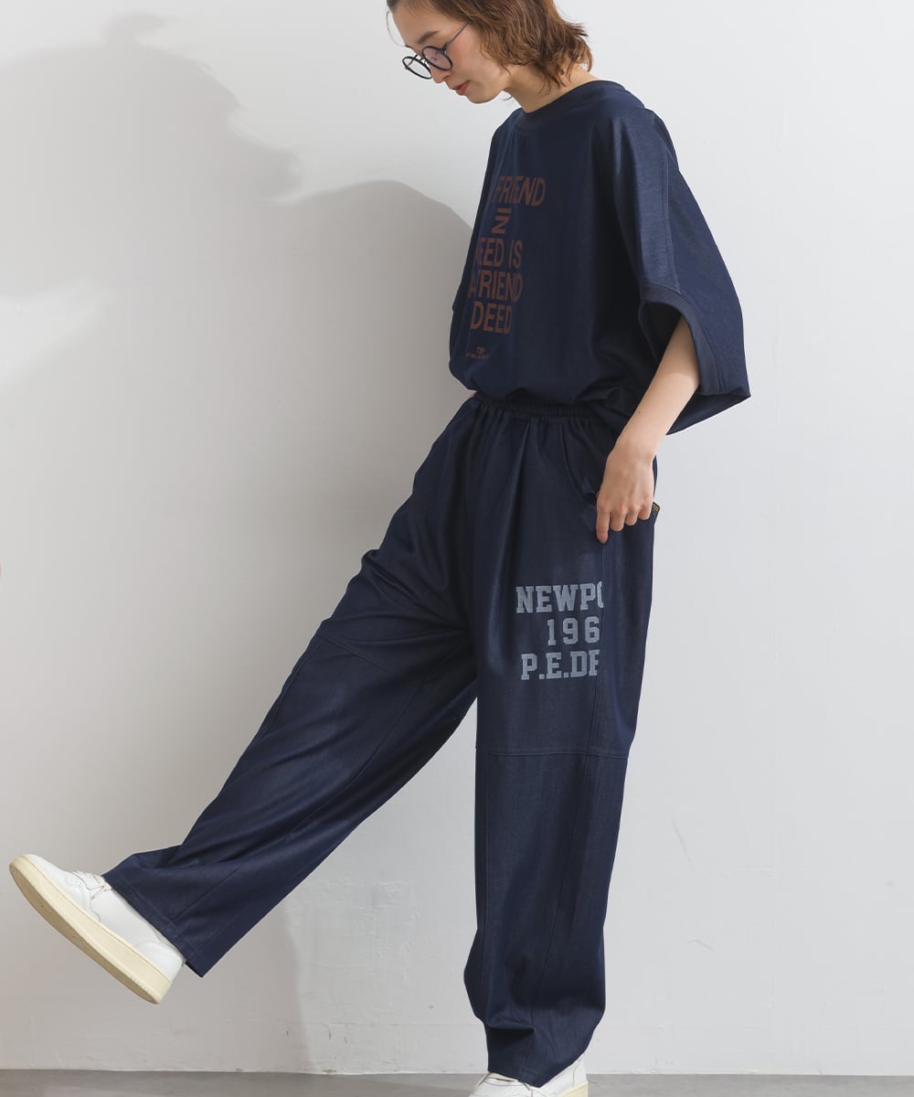 J262004 【接触冷感シリーズ】 ツイルワーク風ロゴパンツ / Cool Touch