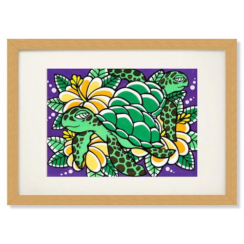 Art Print A4（Honu Friends）with Frame