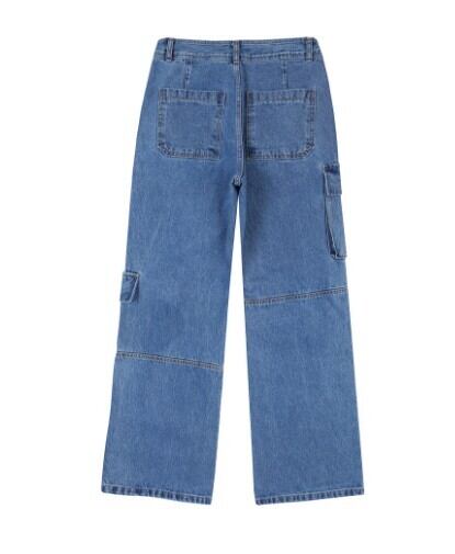 ★lalafox★CARGO DENIM HALF PANTS★Blue★韓国★大人気★ ☆IVE ウォニョン 着用!!【LALAFOX】DENIM CARGO PANTS BLUE