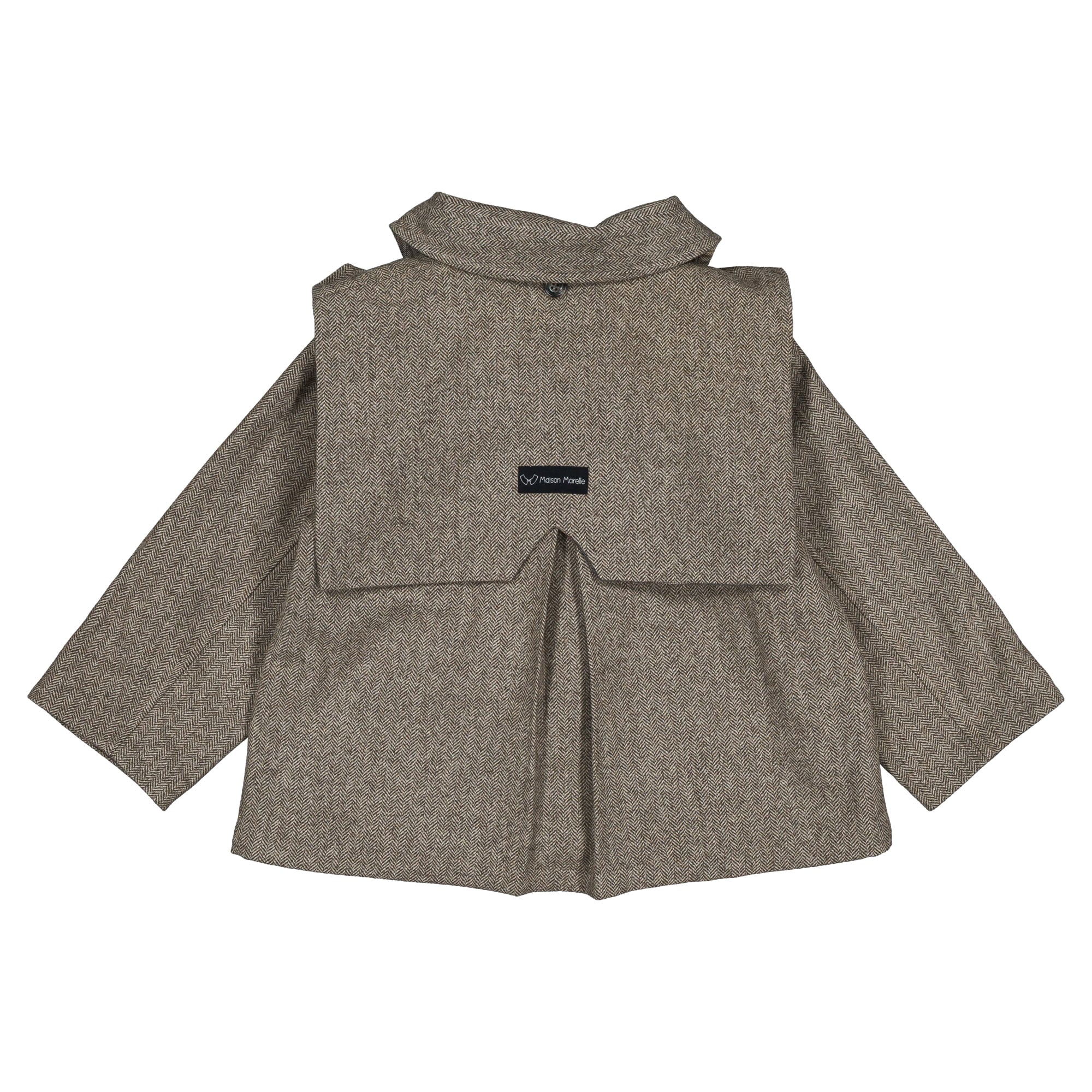 【予約/送料無料】18m-4y / Coat VOLTAIRE- wool chevron stone / Maison Marelle