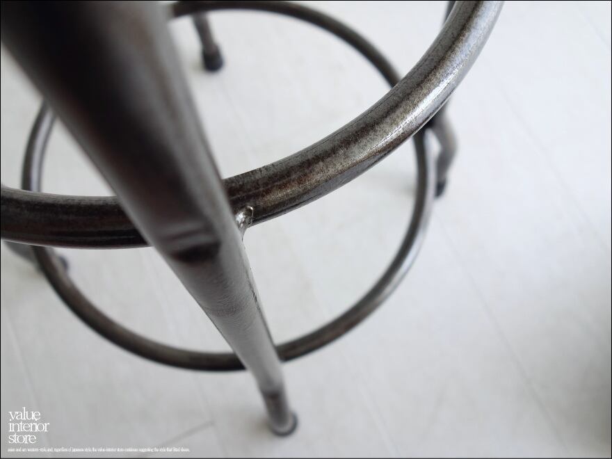 チーク鉄脚バースツール円 イス 椅子 チェア アイアン 木製