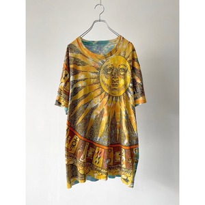 -liquid blue- 90's sun&moon tie dye print T-shirt