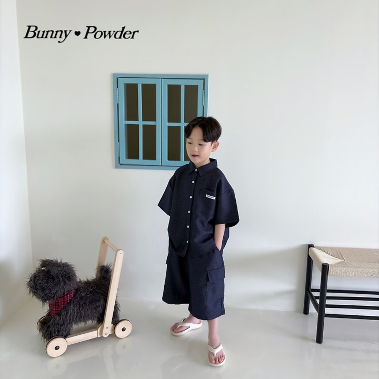 [Bunny Powder] Feature) Denim Short-sleeve Shirt / [버니파우더] 기획)데님반팔남방