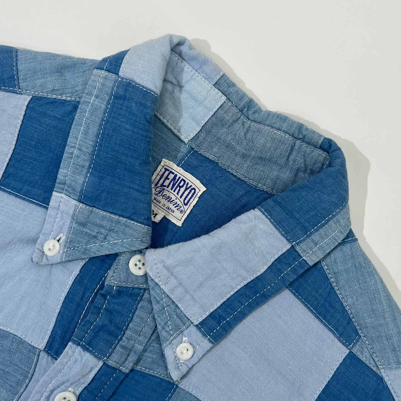 パッチワーク TENRYO Denim テンリョウデニム BD ボタンダウン 半袖 シャツ M/メンズ 天領デニム