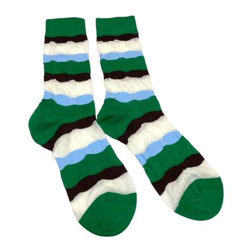 【solmu select】naminami  boarder socks（green）