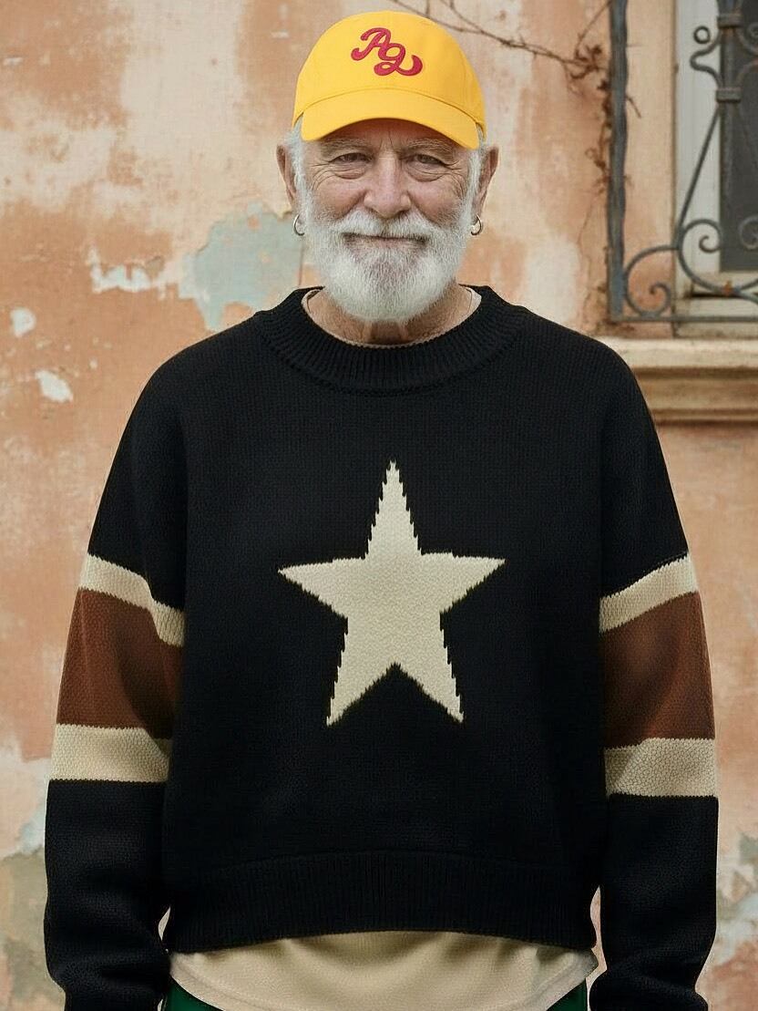 26年2月中旬発送】Star Warm Sweater/Black | AMBERGLEAM