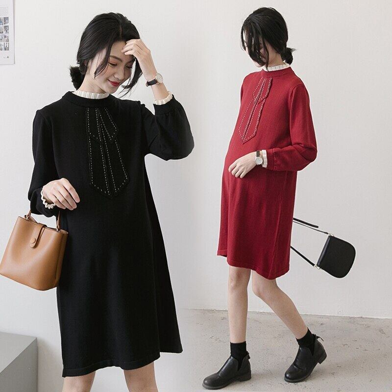 【新作】【送料無料】 7895＃秋のニットマタニティドレスストレートゆったりとした服妊娠中の女性妊娠 オータム 秋物 AL expec423923622774