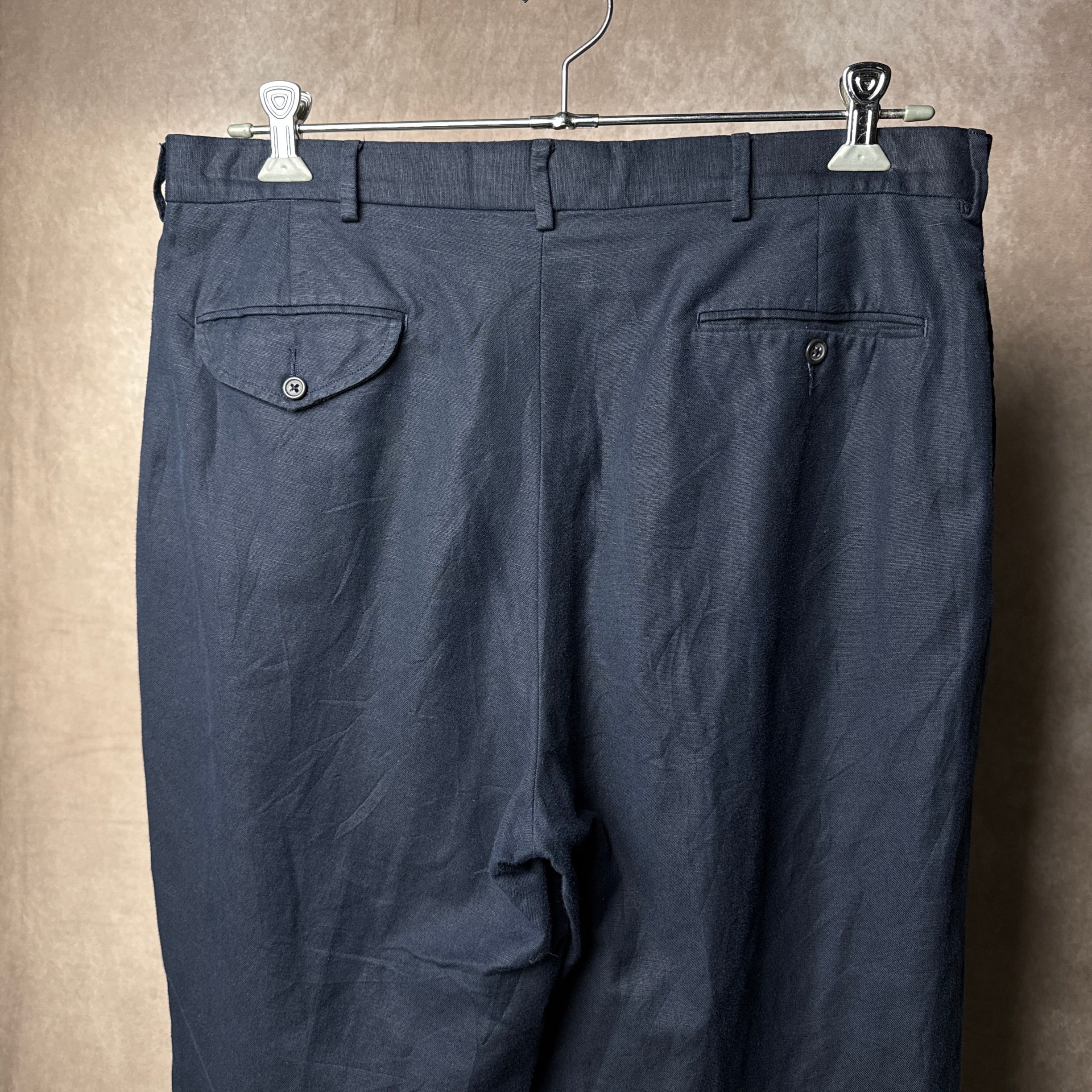 90's~00's Polo by Ralph Lauren Linen×Cotton Slacks IN TUCK DARK