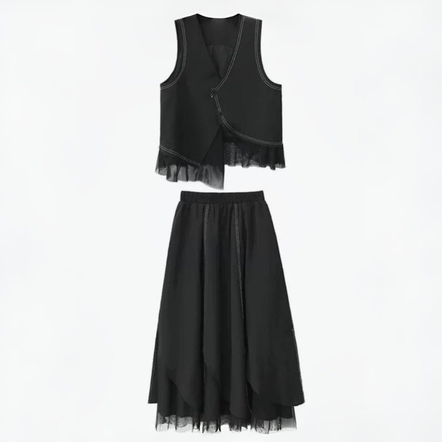 Layered vest setup skirt C1268