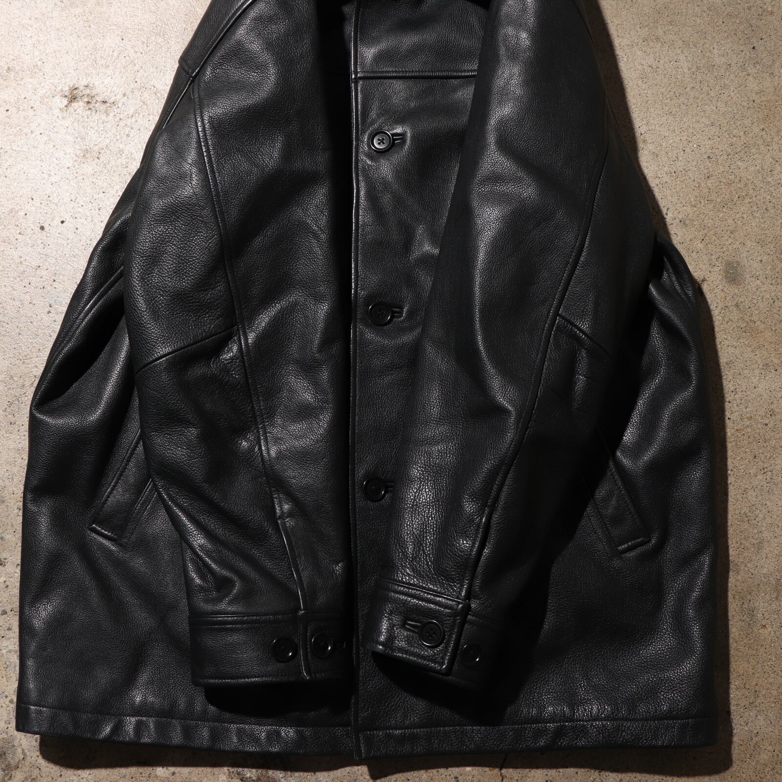 極美品 L OLD GAP 90s レザーカーコート オールドギャップ 黒 