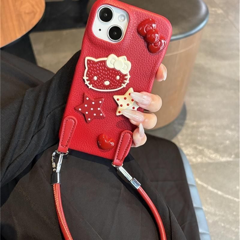 HELLO KITTY スマホケース レッド hellokitty ハローキティ iphoneケース レッド スマホケース iPhone 16