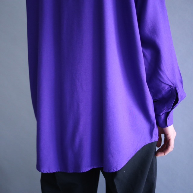 "刺繍" fly-front minimal design violet shirt