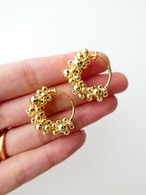 　random beads hoop  pierce/earrings   yellow gold