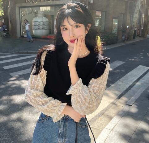 新生活 春新作 レディース トップス ロングTシャツ ブラウス シャツ ドッキング