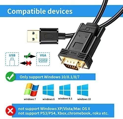 数量限定】USB - VGA アダプターケーブル、1080P フル HD USB 数量限定】USB - VGA アダプターケーブル、1080P フル HD USB