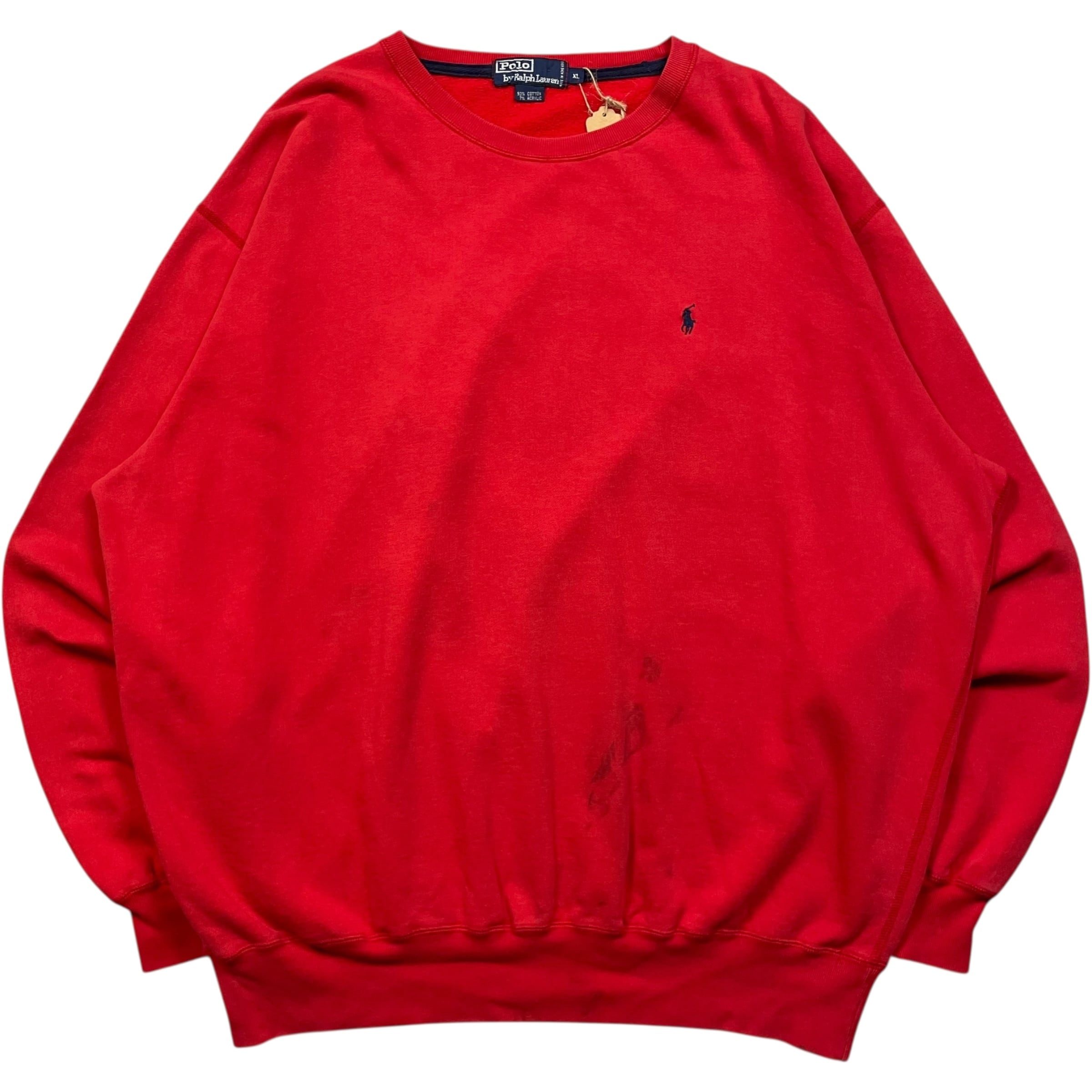 《XL》 Polo by Ralph Lauren ポロバイラルフローレン スウェット ポニー ワンポイント レッド 90年代 vintage no.8896