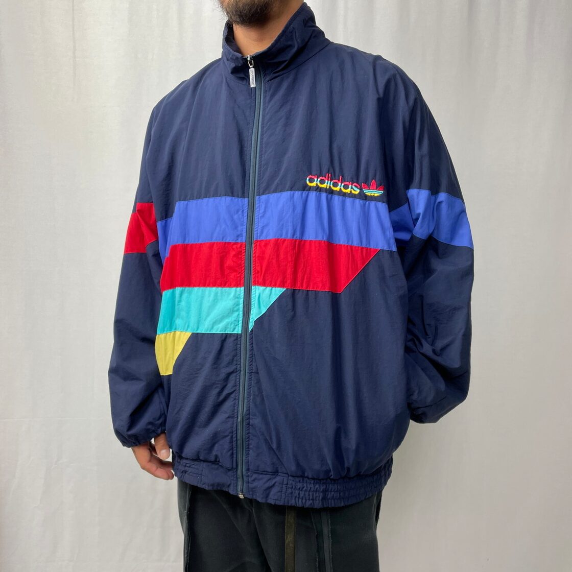 80年代 adidas アディダス ナイロン トラックジャケット メンズXL相当 