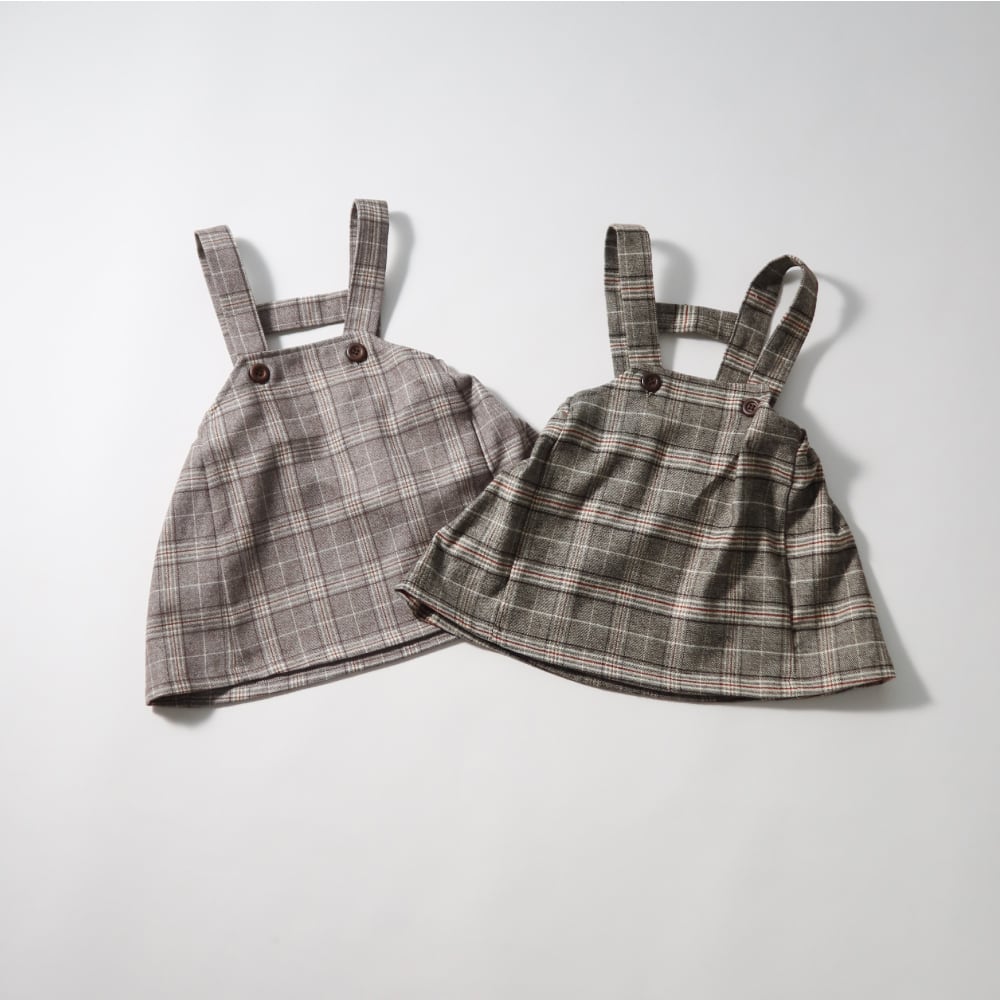 チェックサスペンダースカート