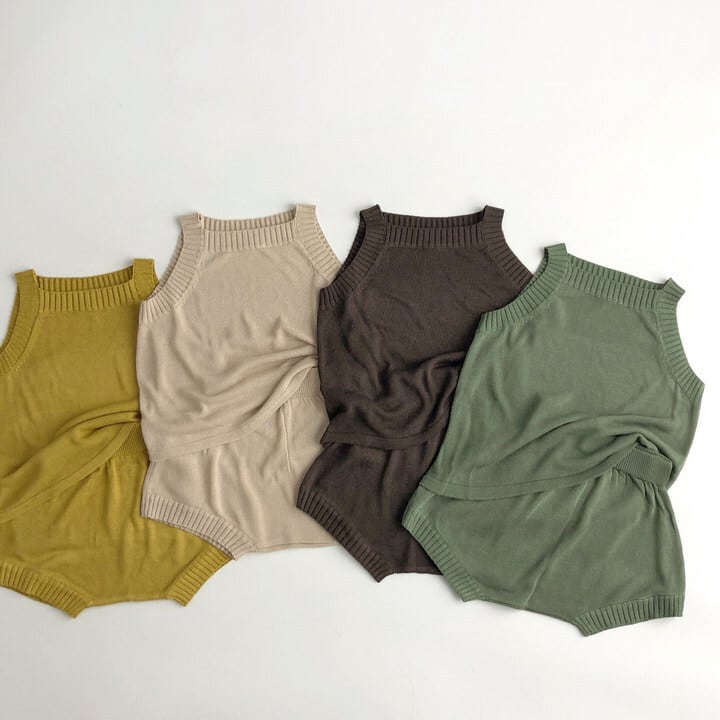 【BABY&KID】2024夏新作 無地ノースリーブシャツ ショートパンツ