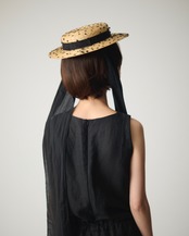 【Joëlle】Dot tulle canotier/ドットチュールハット