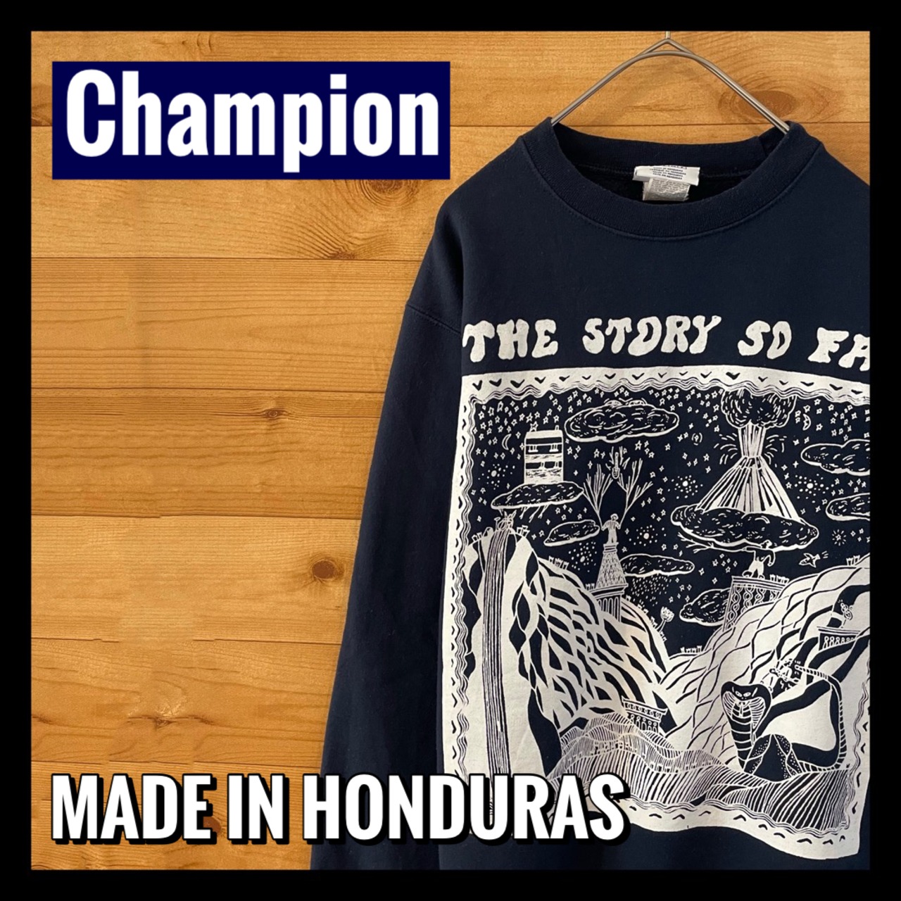 【champion】ビッグプリント スウェット トレーナー チャンピオン 刺繍ロゴ メンズS アメリカ古着