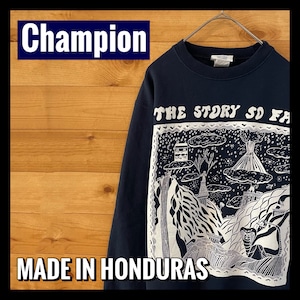 【champion】ビッグプリント スウェット トレーナー チャンピオン 刺繍ロゴ メンズS アメリカ古着