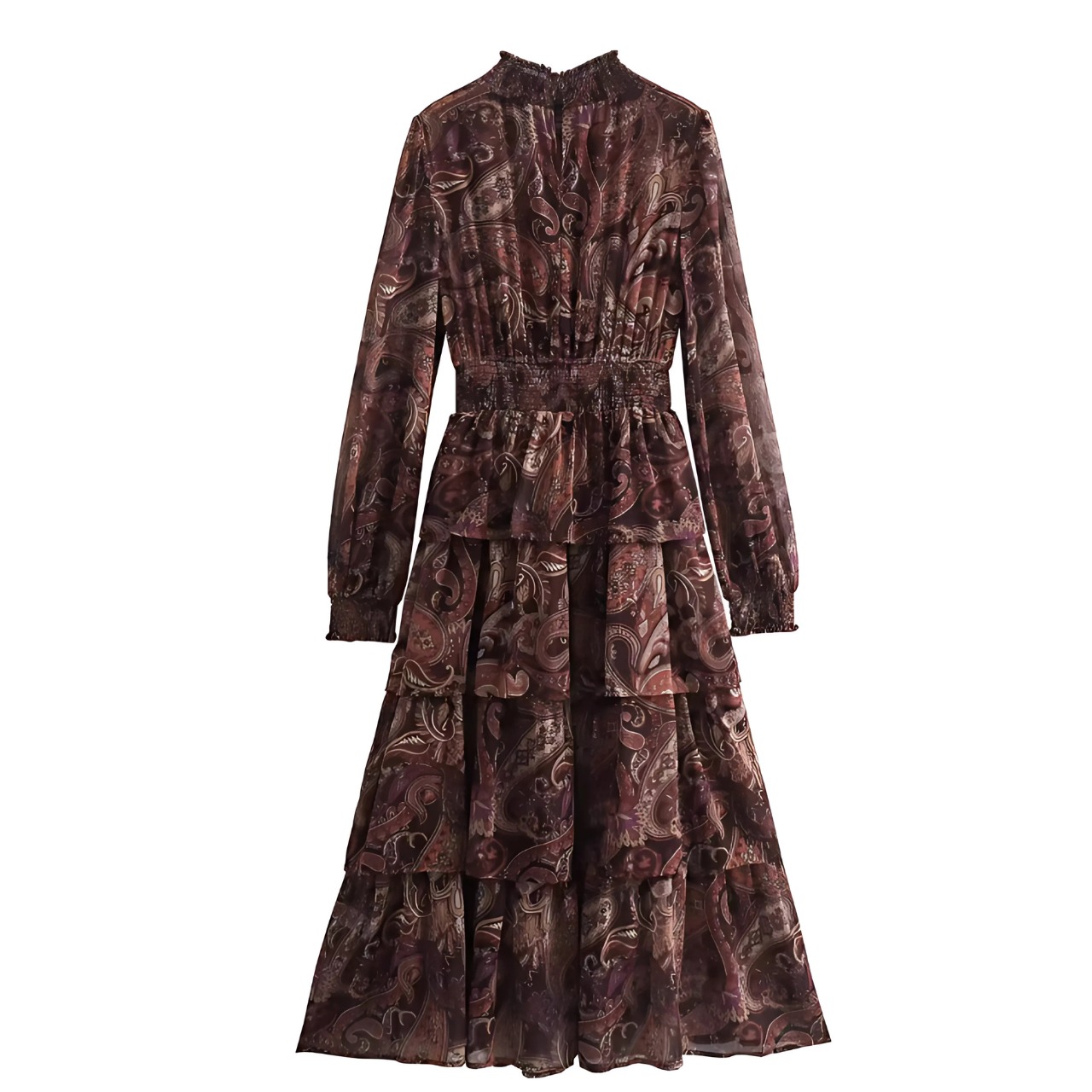 Paisley Chiffon Tiered Dress F0093