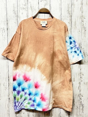 タイダイ染め Tie-dye Tシャツ　XLサイズ　曼荼羅　　ベージュ　Hippies Dye HD18-91