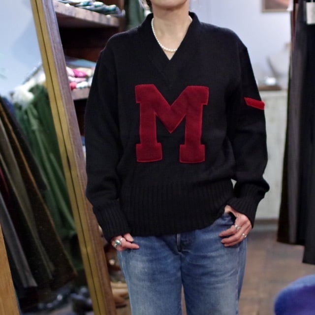 1940s YORK ARMS CO. Lettered Sweater ”BLACK” / ヴィンテージ