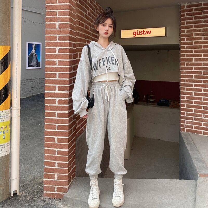 レディーススプリングフードセーター ハイウェストウェストパンツ レッド 春物 スーパーモール66420339665