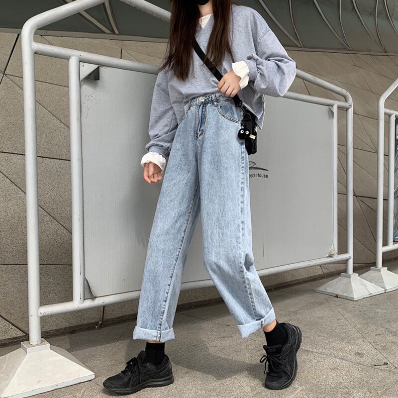 パンツ オータムウィンターハイウェストジーンズ 薄手 秋物 冬物 試着室97787894169