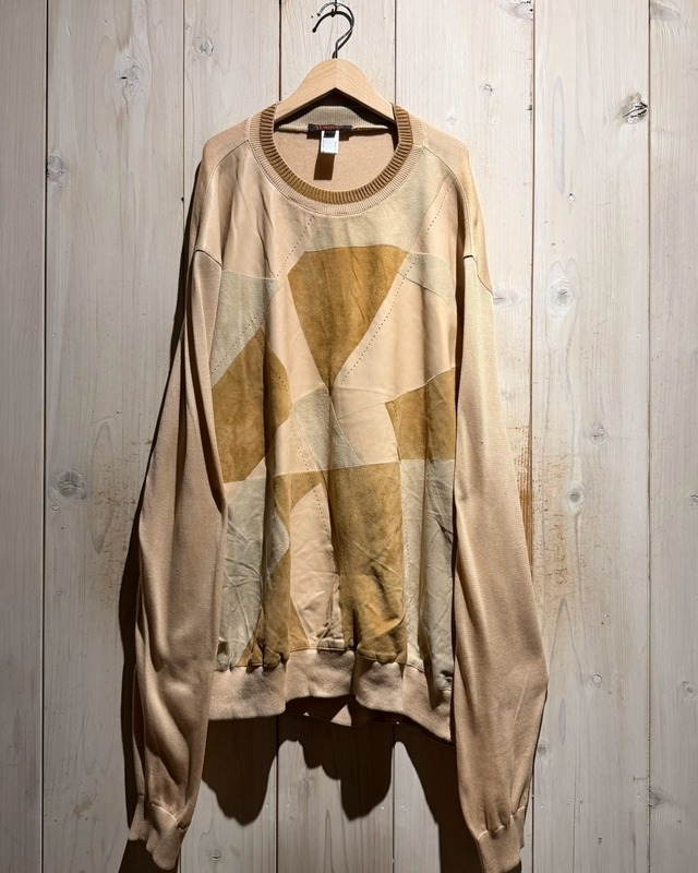 【a.k.a.C.a.k.a vintage】"TORRAS" Smooth × Nubuck Leather Swiching Vintage Oversized Pullover Knit