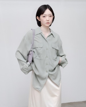 1990s flap pocket open collar silk shirt