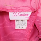 フラダンス 衣装 CC Fashions CCファッション ワンピース ドレス ピンク系 ハワイ製 ワンカラー 長袖 フリル プルメリア柄 ラウアエ柄 かわいい 華やか 鮮やか 明るい ハワイアン アロハ ハワイアンプリント フラ ダンス レッスン 練習