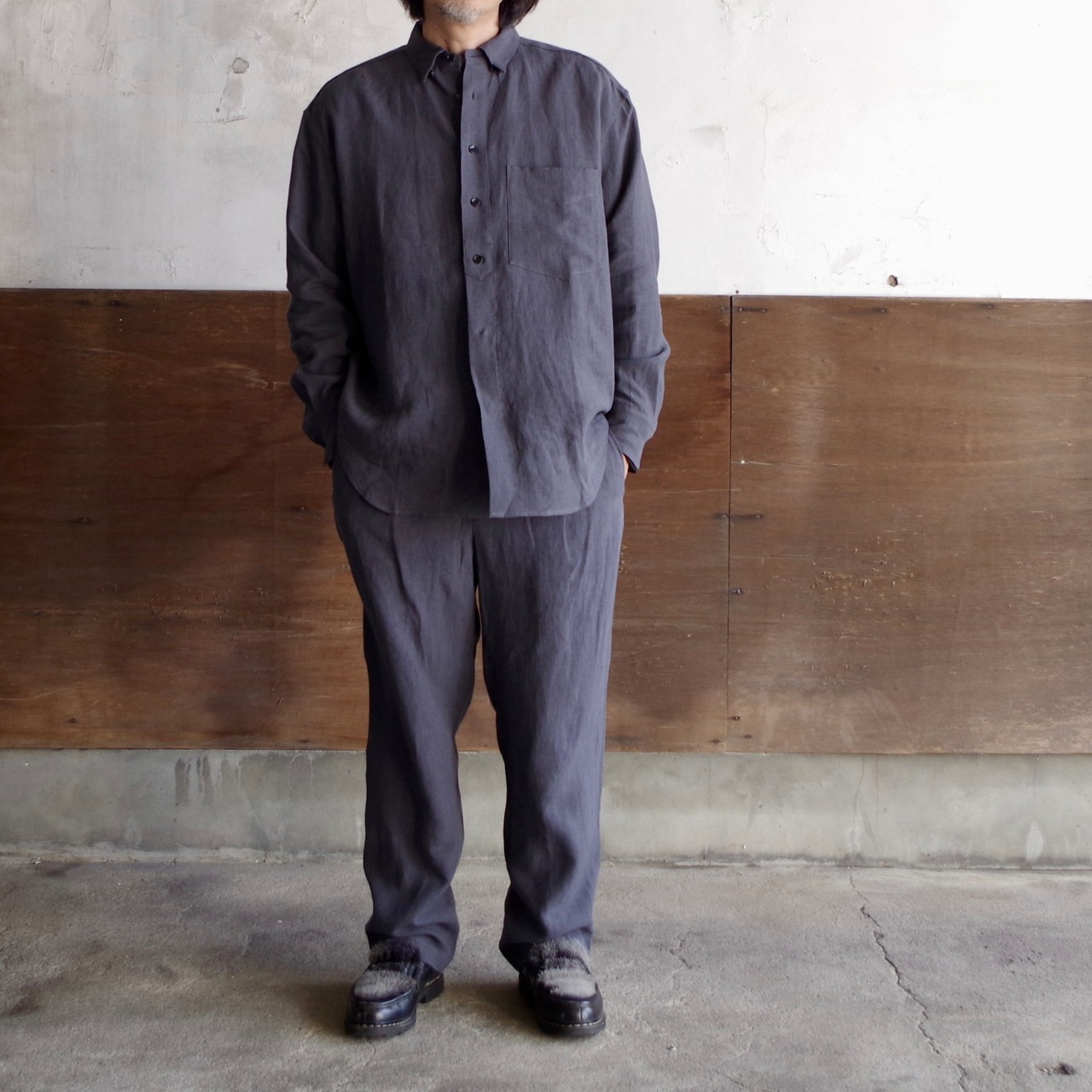 comm.arch.  French Linen Lawn B.D. Shirt