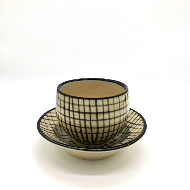 Folk Design　格子　仙茶碗＆茶托