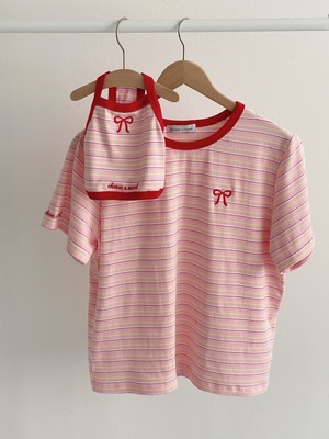 human/予約【cheese n mood】Stripe Ribbon Top (Red)
