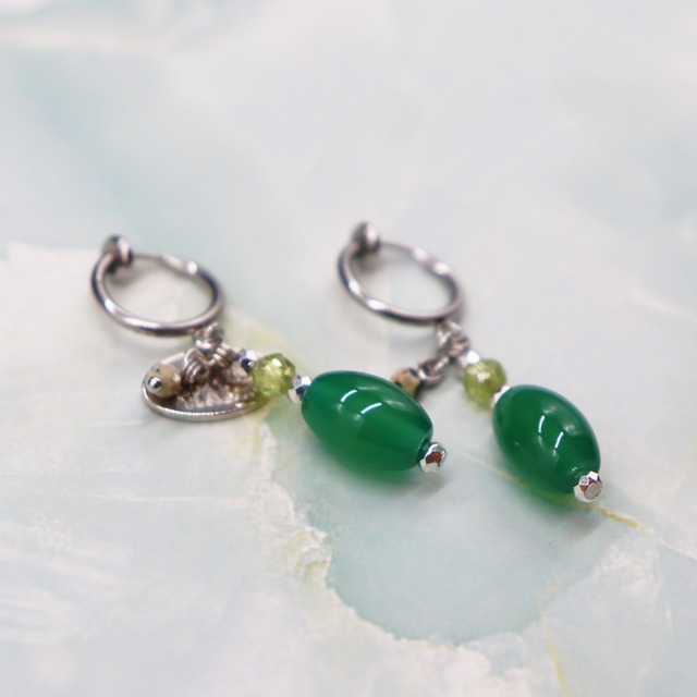 【Green Light Sunshine】ペリドット×グリーンアゲート イヤリング