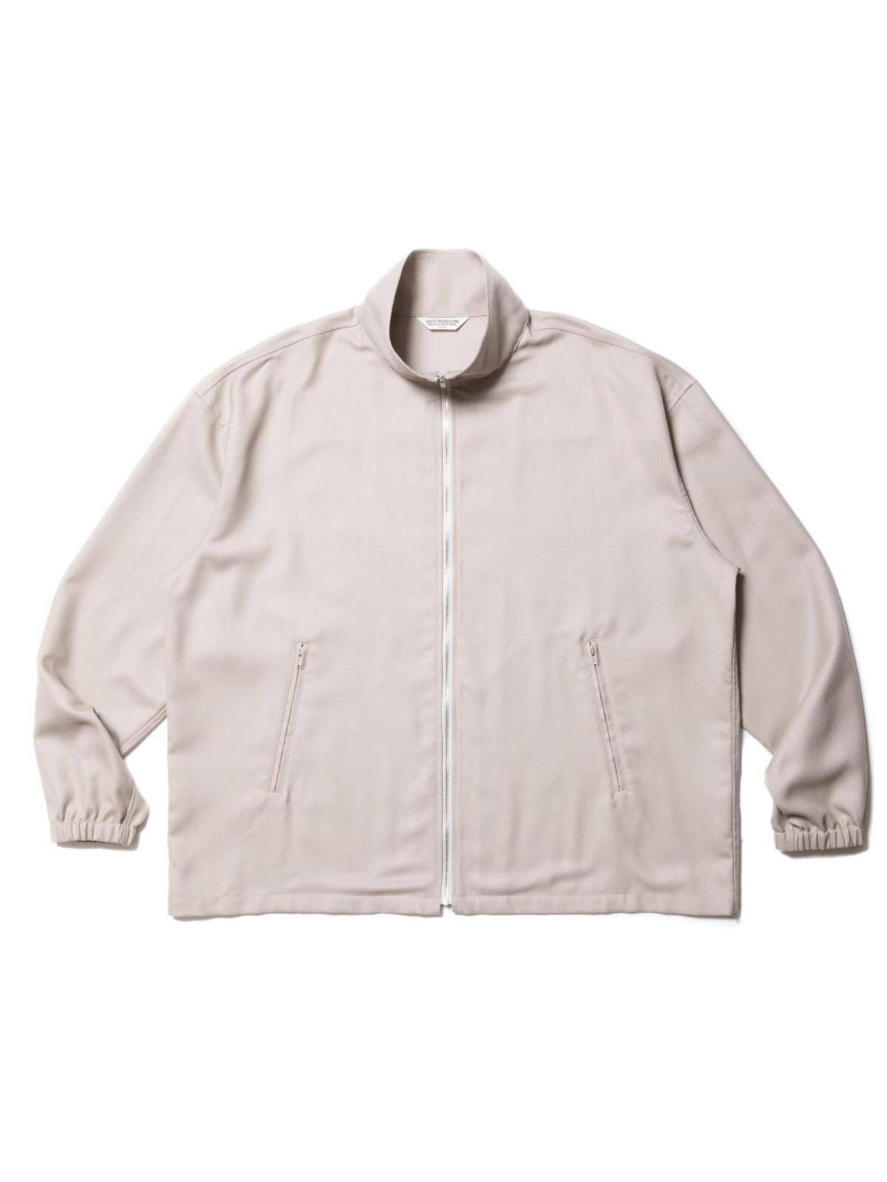 T/W Gabardine Stand Collar Zip Up Jacket - Taupe -