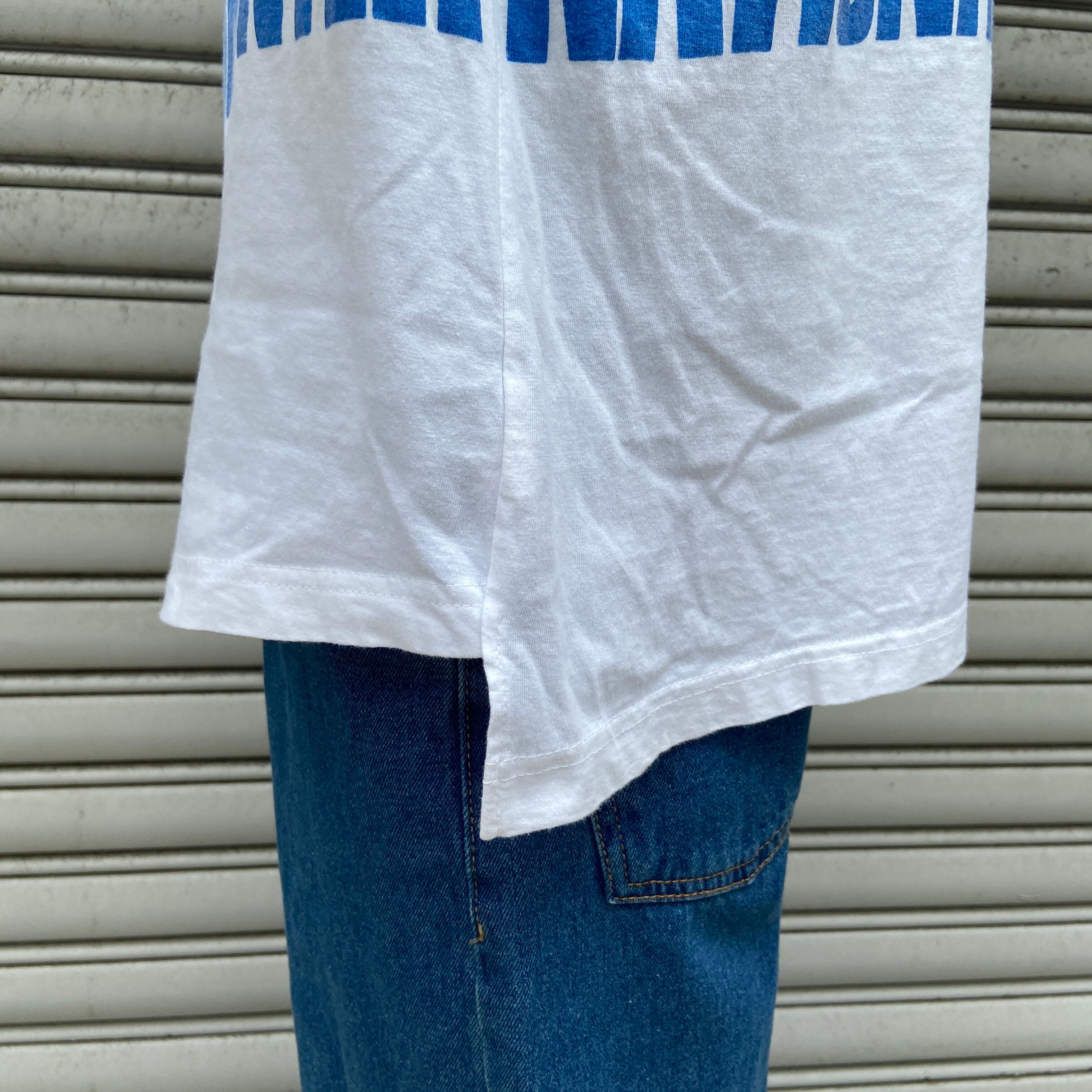 90s USA製 NIKE マルチプリントロンT 銀タグ ホワイト L 変形 90s USA製 NIKE マルチプリントロンT 銀タグ ホワイト L 変形