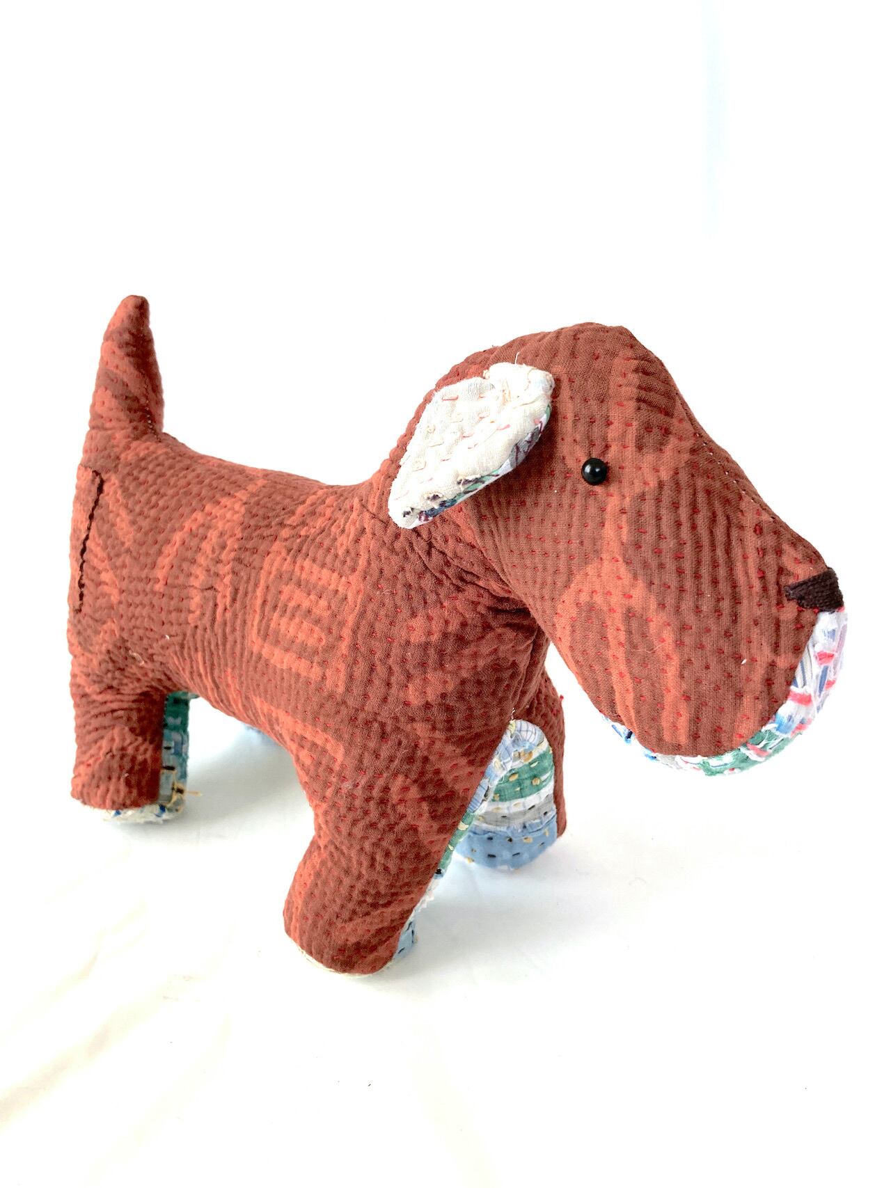 ミニシュナウザーズ ヴィンテージキルトハンドメイド 犬 ぬいぐるみ Stuffed Doggy Shaggy Vintage