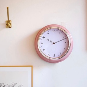 retoro metal pink wall clock / レトロ 壁掛け時計 置き時計 韓国雑貨