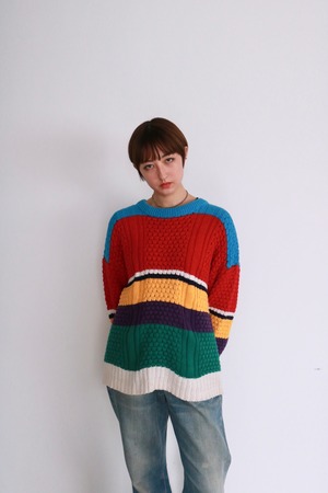 Vintage colorful popcorn knit