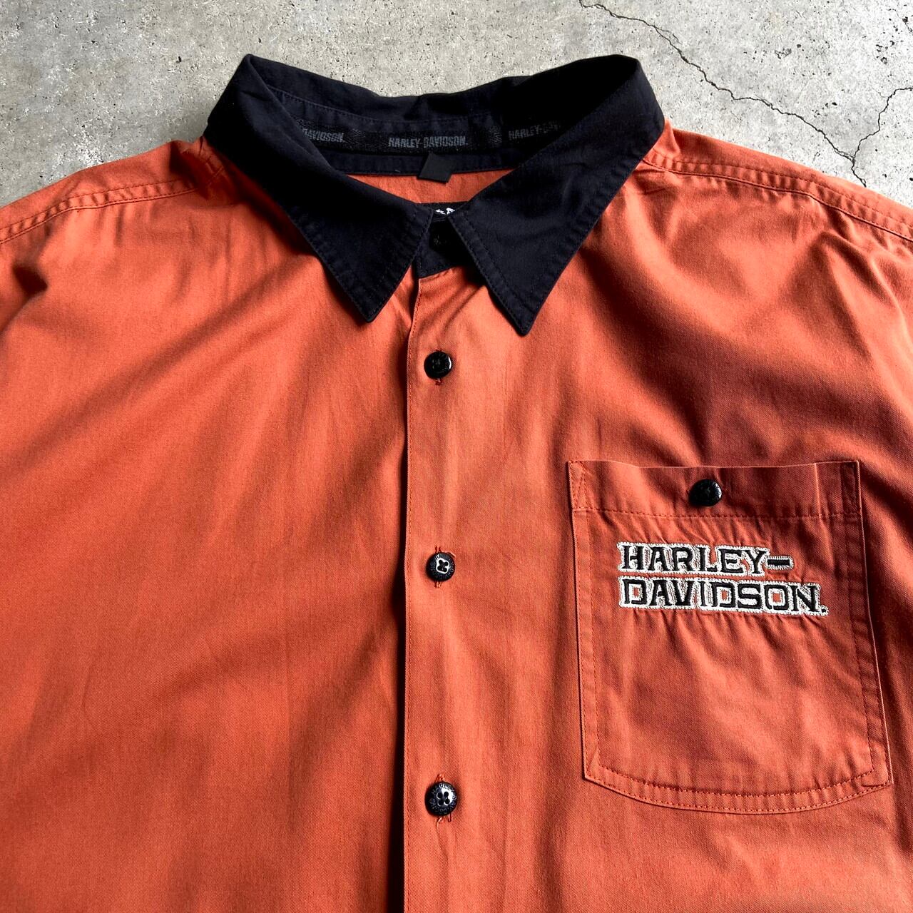 ハーレーダビッドソン Harley-Davidson 刺繍入り 半袖 コットン チェックシャツ メンズL /eaa360153