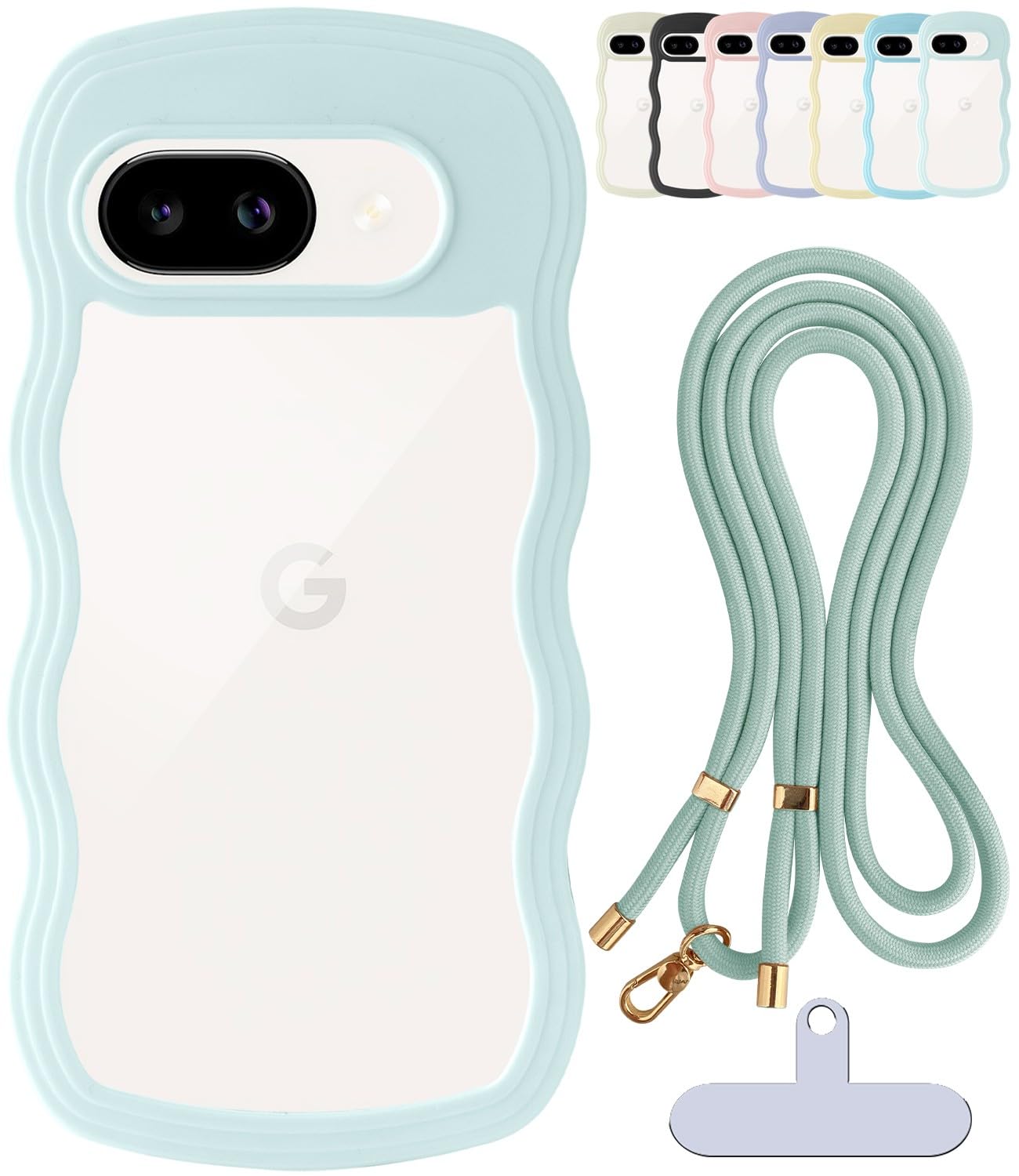 shinyle 対応 pixel 9a クリアケース 波型 ショルダー 可愛い スマホケース うねうね おしゃれ ピクセル9a ストラップ付き 首掛け 肩掛け 耐衝撃 韓国 透明 推し活 ワイヤレス充電対応 ストラップホール付き googleピクセル9a かわいい おしゃれ スマホカバー なみなみ ウェーブ pixel 用 9a 携帯ケース 透明カバー ミント