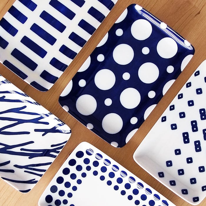 角皿 和食器 コバルト 長角皿 21cm 美濃焼 染付 藍染 焼き物皿 食器