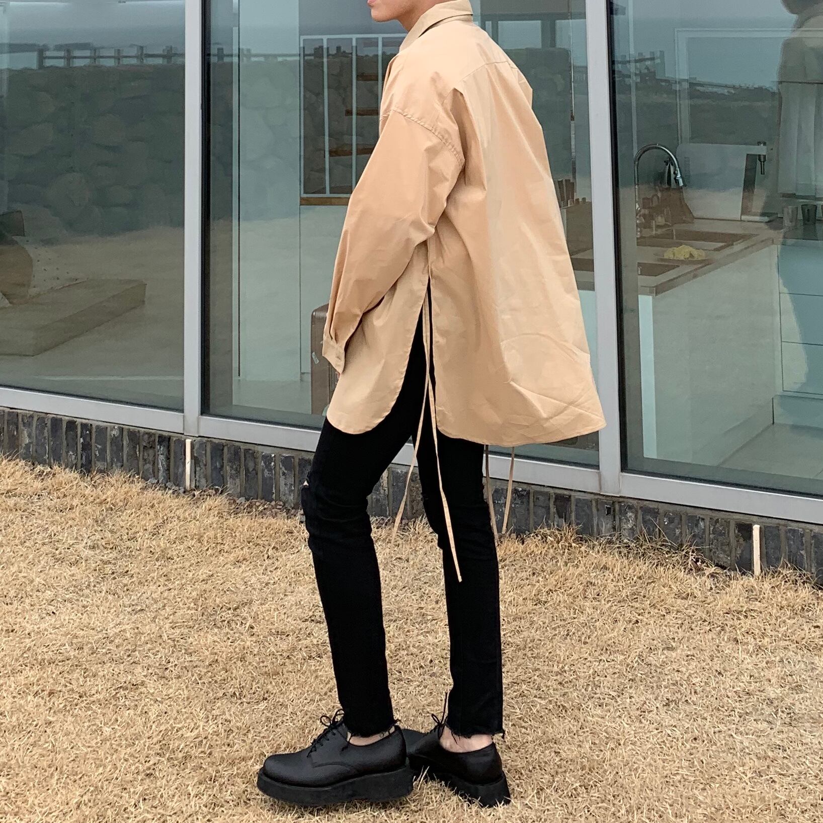 全3色 シャツ トップス 無地 カジュアル 長袖 おしゃれ