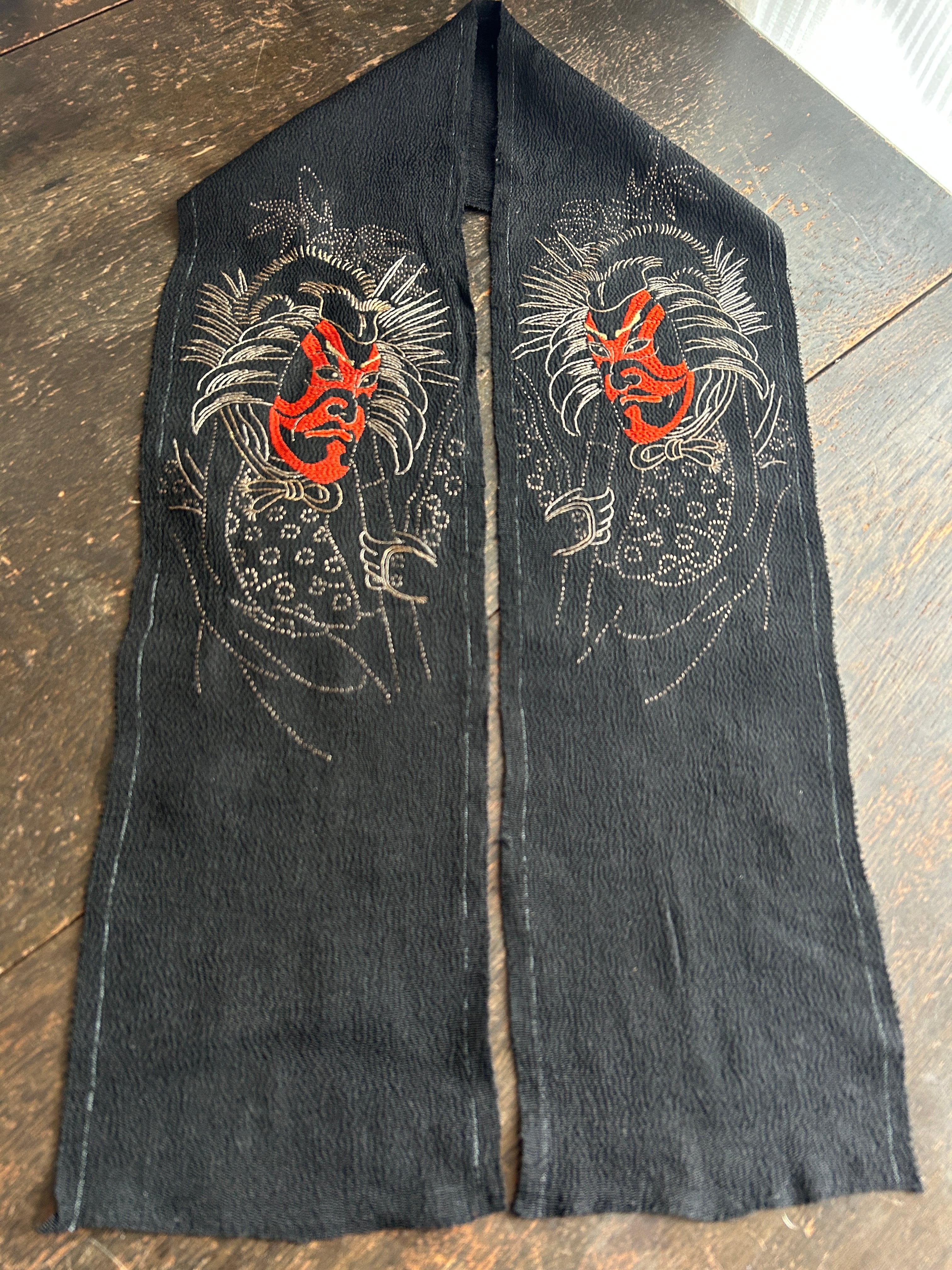 アンティーク刺繍半襟　暫